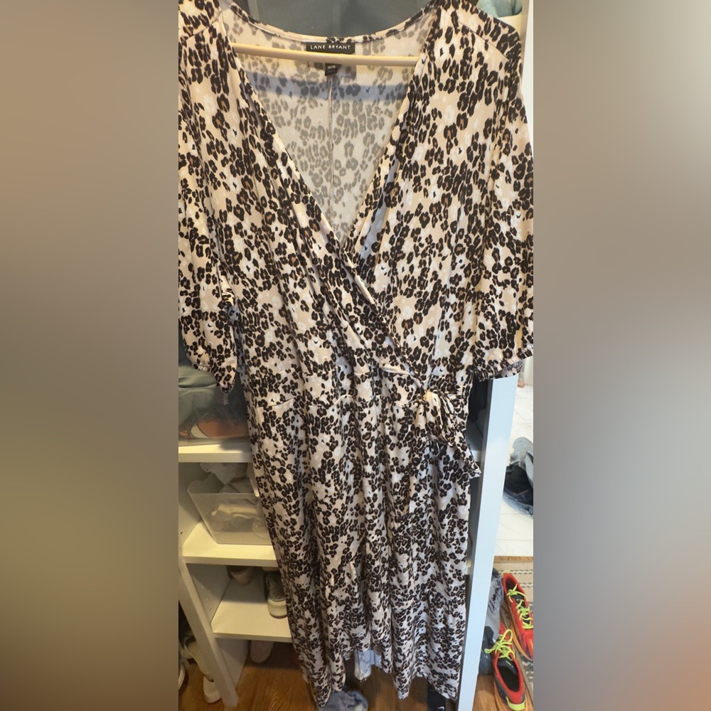 Lane Bryant Black and Cream Flutter Sleeve dress